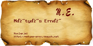 Mátyás Ernő névjegykártya